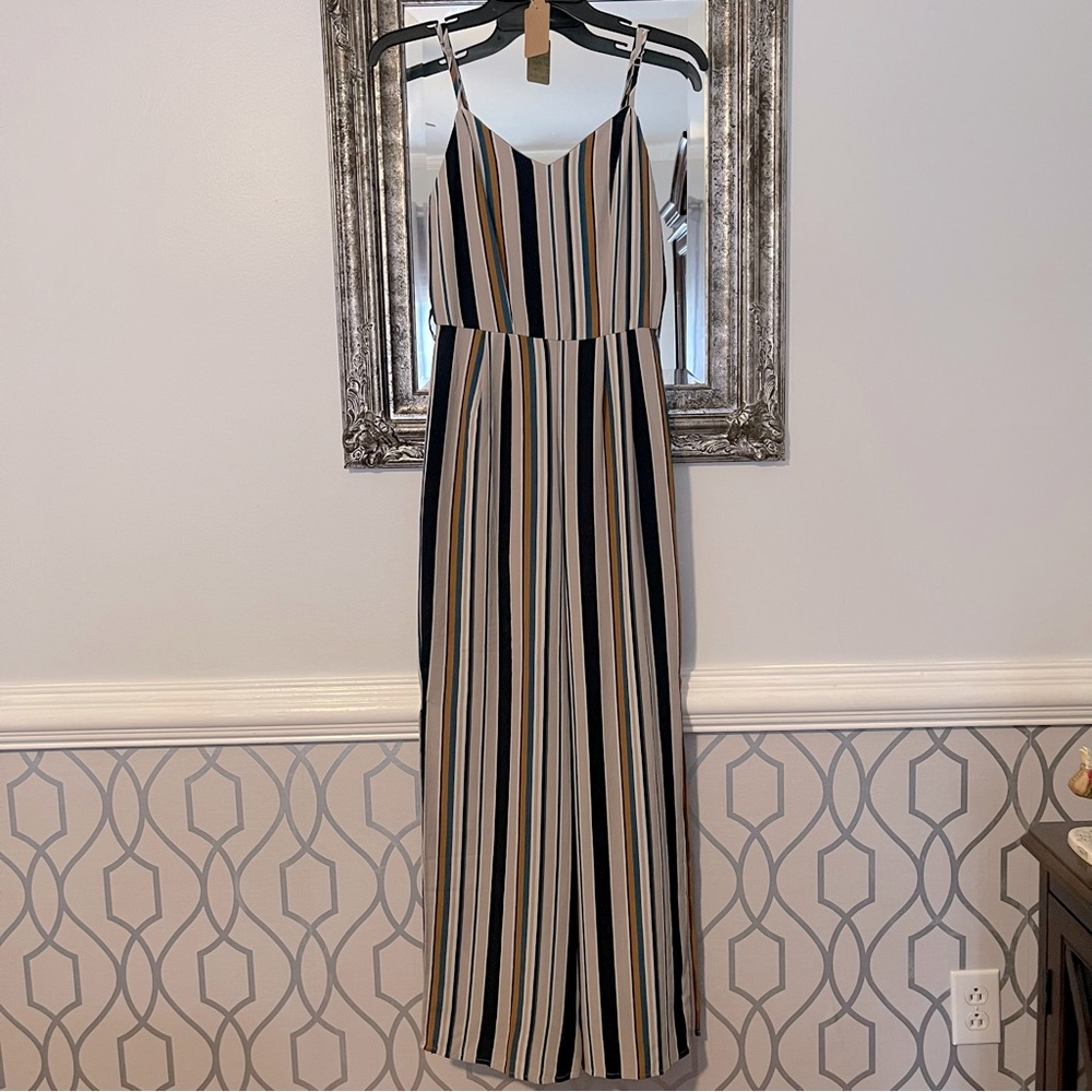 Monteau LA Striped Split Leg Jumpsuit / Size Small